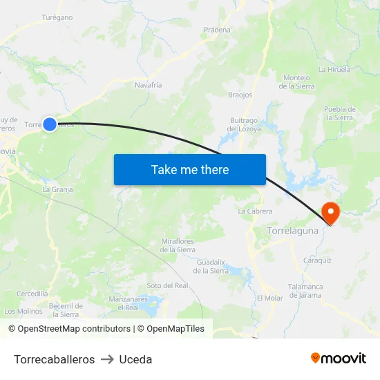 Torrecaballeros to Uceda map