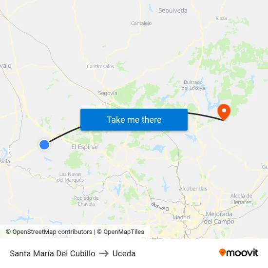 Santa María Del Cubillo to Uceda map