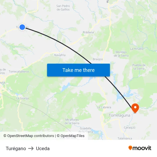 Turégano to Uceda map