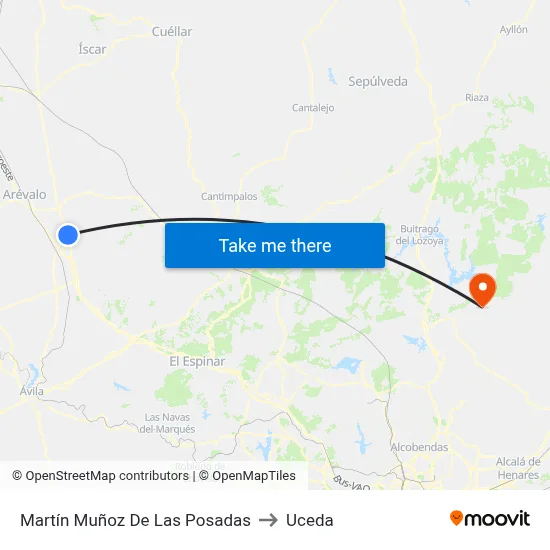 Martín Muñoz De Las Posadas to Uceda map