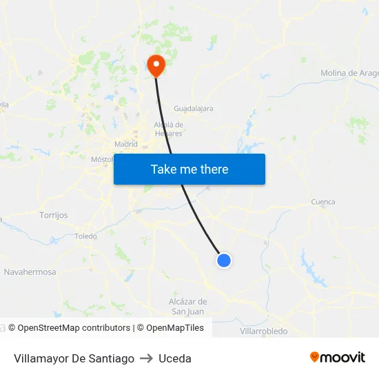 Villamayor De Santiago to Uceda map