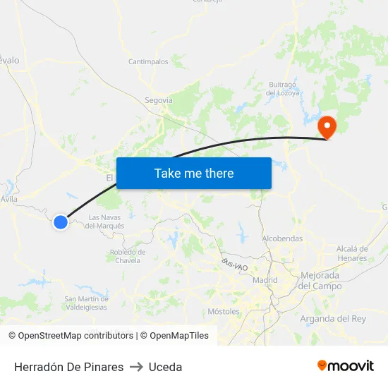 Herradón De Pinares to Uceda map