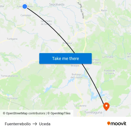 Fuenterrebollo to Uceda map