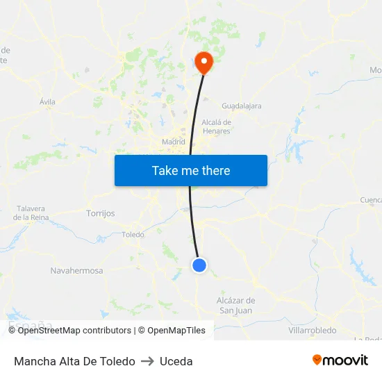 Mancha Alta De Toledo to Uceda map