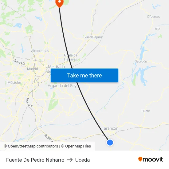 Fuente De Pedro Naharro to Uceda map