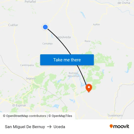 San Miguel De Bernuy to Uceda map