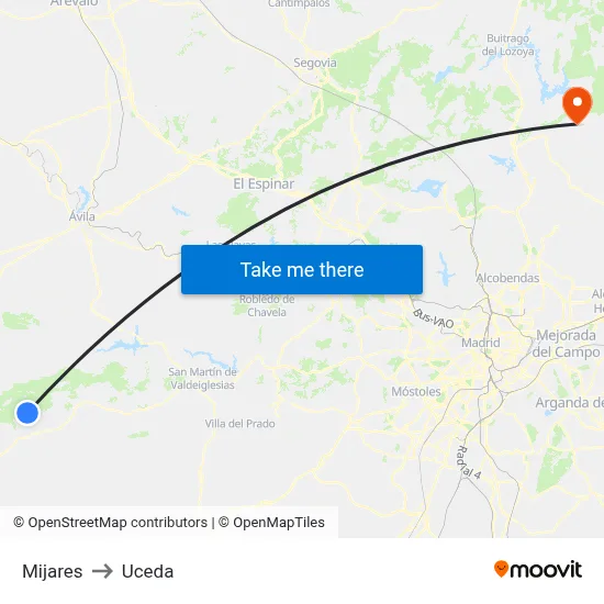 Mijares to Uceda map