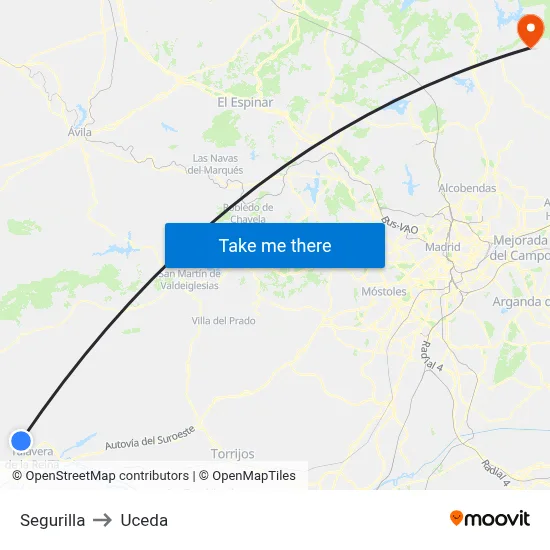 Segurilla to Uceda map