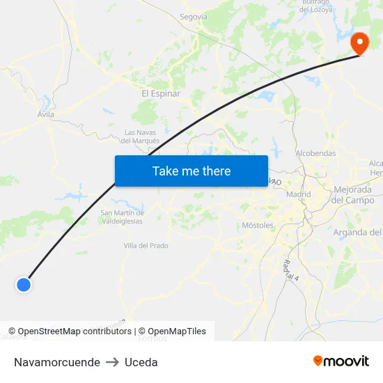 Navamorcuende to Uceda map