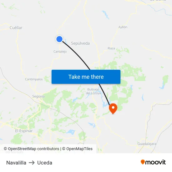 Navalilla to Uceda map