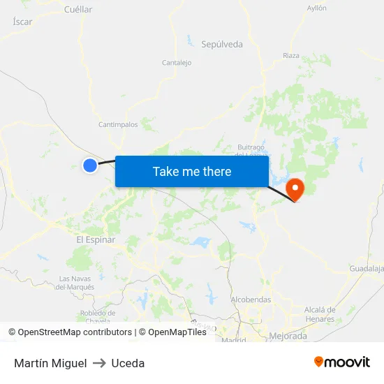 Martín Miguel to Uceda map