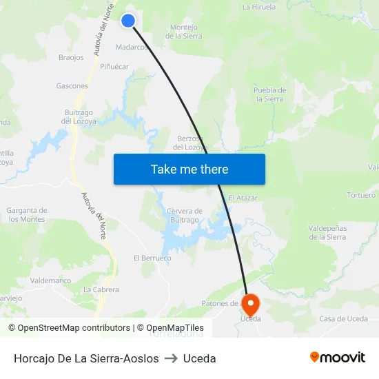 Horcajo De La Sierra-Aoslos to Uceda map