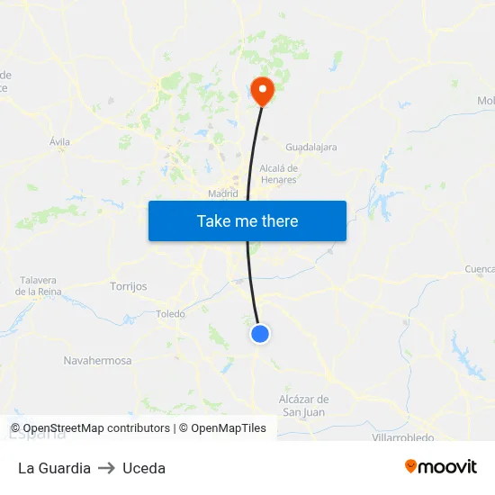 La Guardia to Uceda map