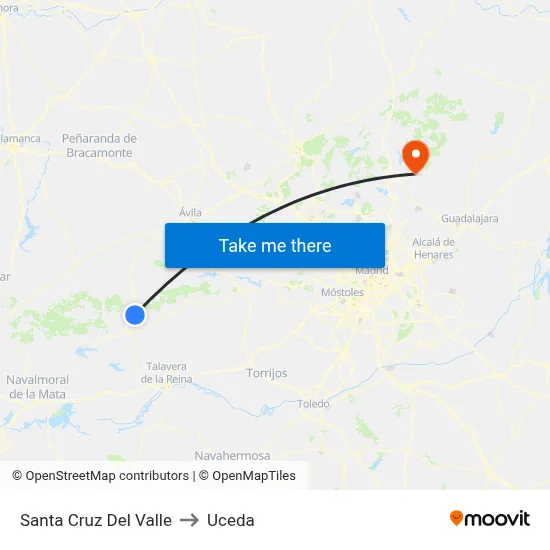 Santa Cruz Del Valle to Uceda map