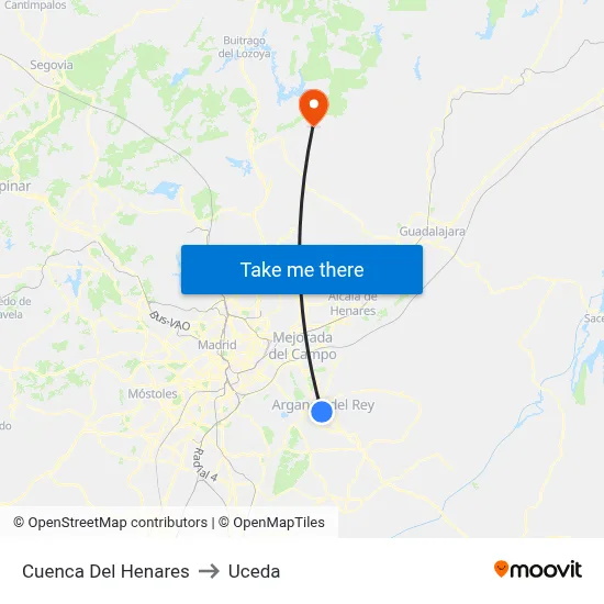 Cuenca Del Henares to Uceda map