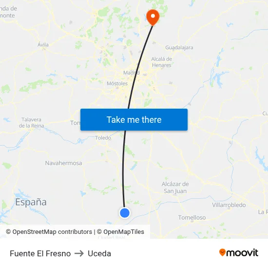 Fuente El Fresno to Uceda map
