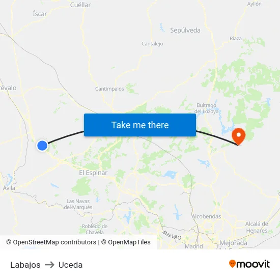Labajos to Uceda map
