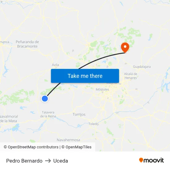 Pedro Bernardo to Uceda map