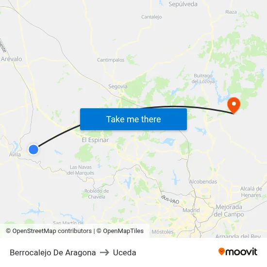 Berrocalejo De Aragona to Uceda map