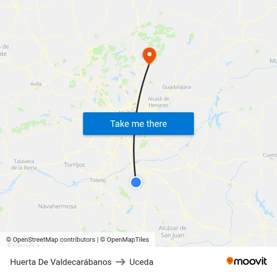 Huerta De Valdecarábanos to Uceda map