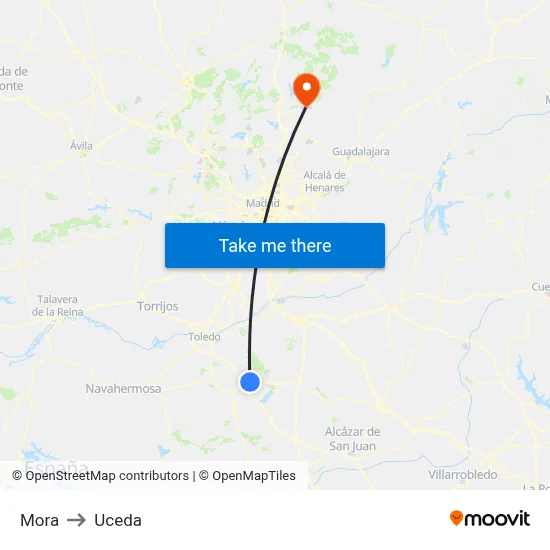 Mora to Uceda map