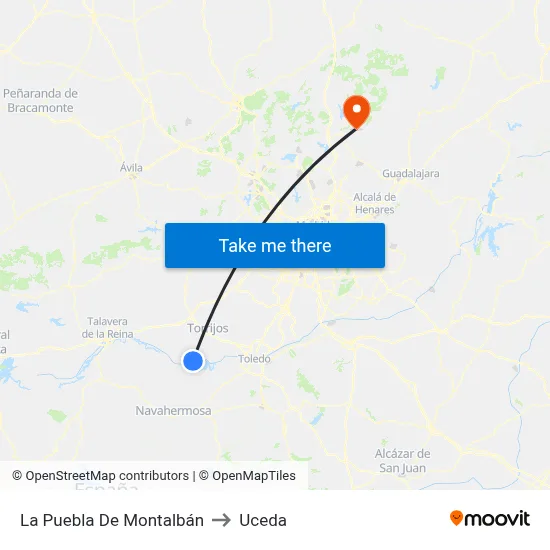 La Puebla De Montalbán to Uceda map