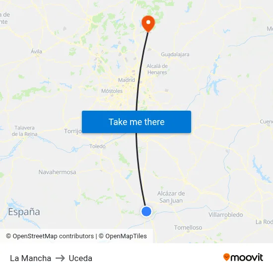 La Mancha to Uceda map