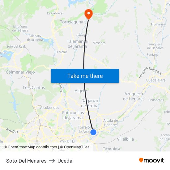 Soto Del Henares to Uceda map