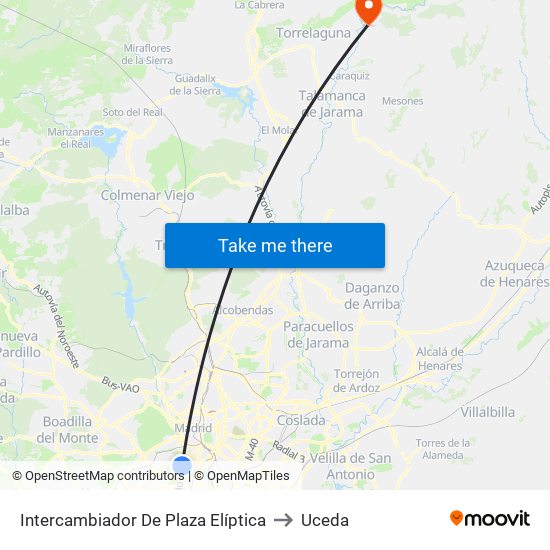 Intercambiador De Plaza Elíptica to Uceda map