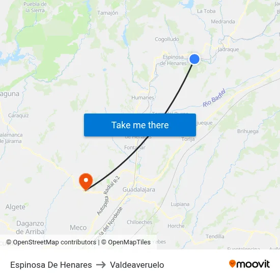 Espinosa De Henares to Valdeaveruelo map