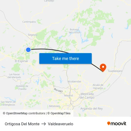 Ortigosa Del Monte to Valdeaveruelo map