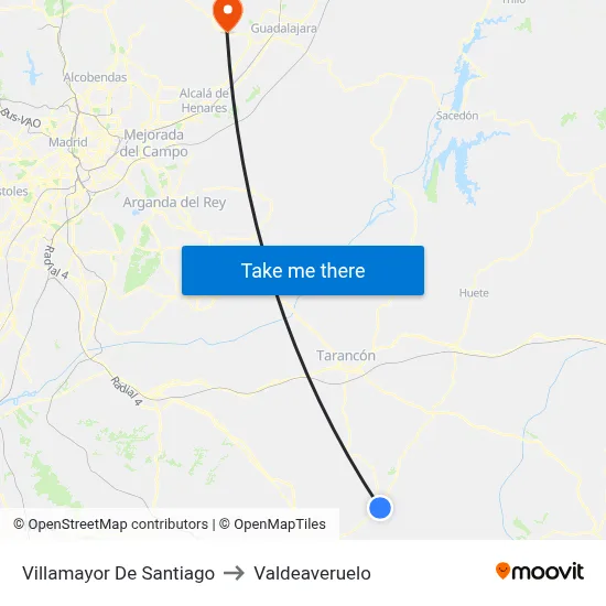 Villamayor De Santiago to Valdeaveruelo map