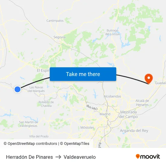 Herradón De Pinares to Valdeaveruelo map