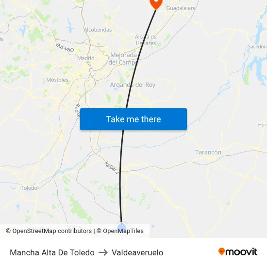 Mancha Alta De Toledo to Valdeaveruelo map
