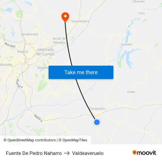 Fuente De Pedro Naharro to Valdeaveruelo map
