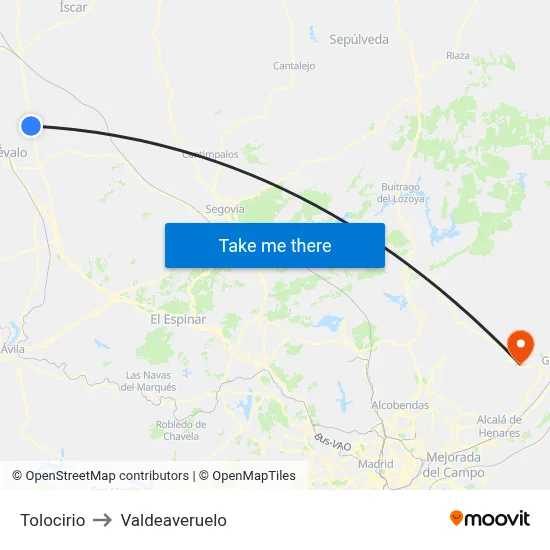 Tolocirio to Valdeaveruelo map