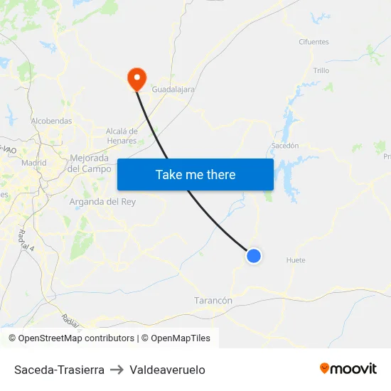 Saceda-Trasierra to Valdeaveruelo map