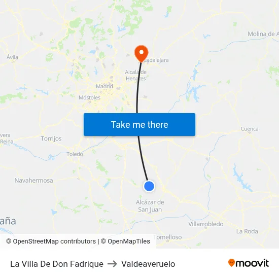 La Villa De Don Fadrique to Valdeaveruelo map