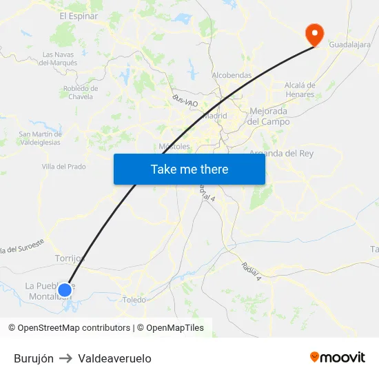 Burujón to Valdeaveruelo map
