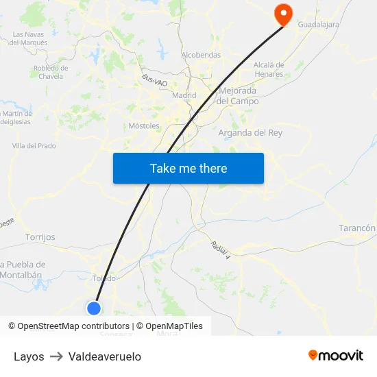 Layos to Valdeaveruelo map