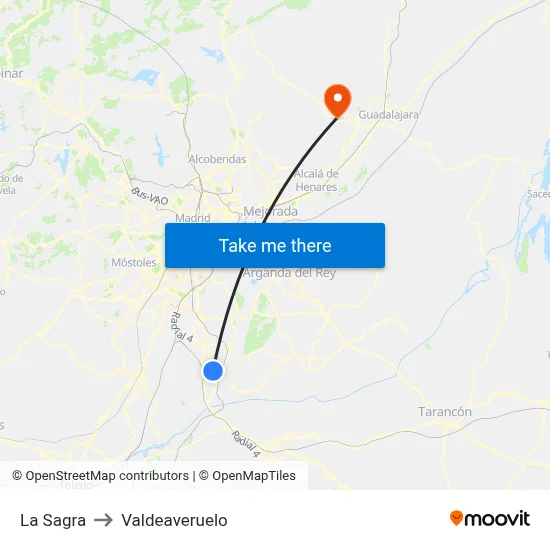 La Sagra to Valdeaveruelo map