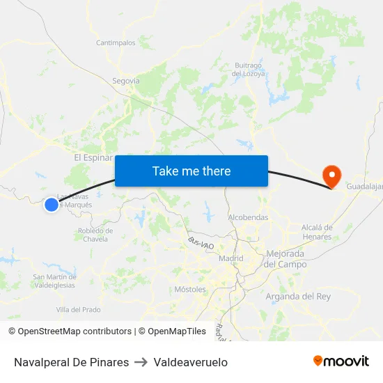 Navalperal De Pinares to Valdeaveruelo map
