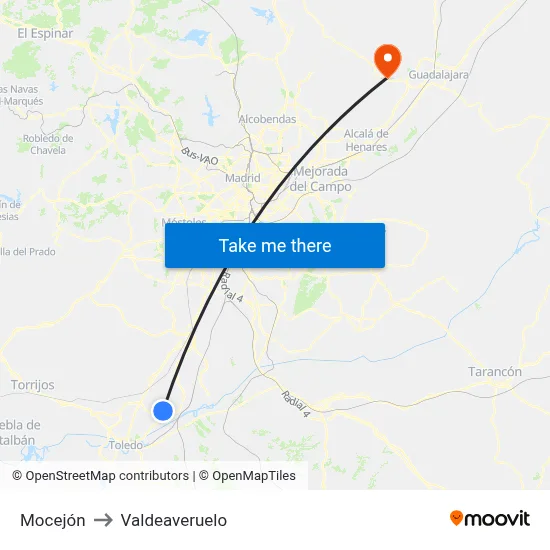 Mocejón to Valdeaveruelo map