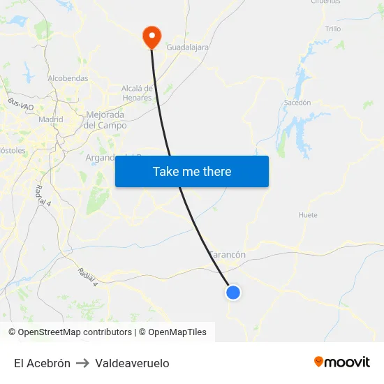 El Acebrón to Valdeaveruelo map