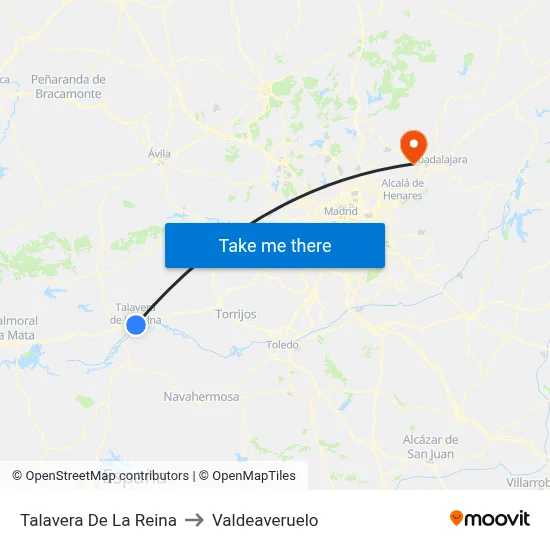 Talavera De La Reina to Valdeaveruelo map