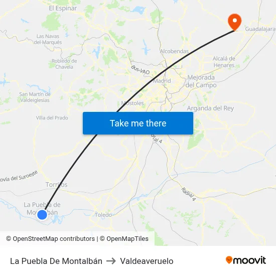 La Puebla De Montalbán to Valdeaveruelo map