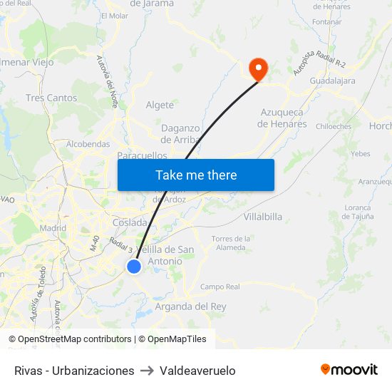 Rivas - Urbanizaciones to Valdeaveruelo map