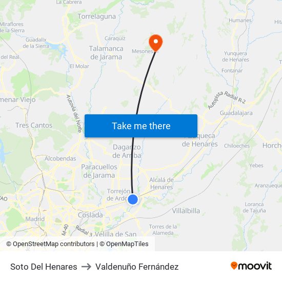 Soto Del Henares to Valdenuño Fernández map