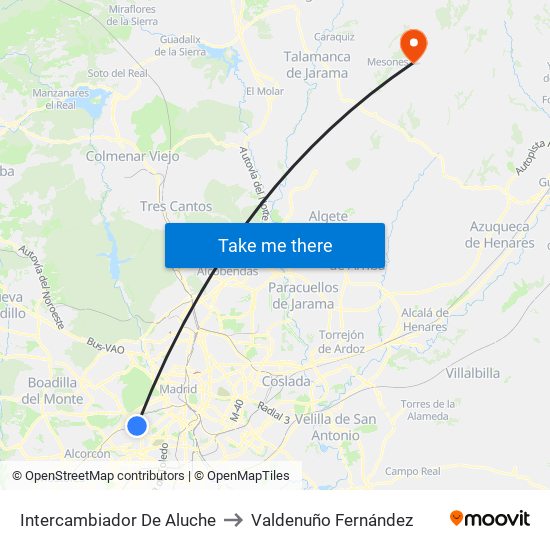 Intercambiador De Aluche to Valdenuño Fernández map