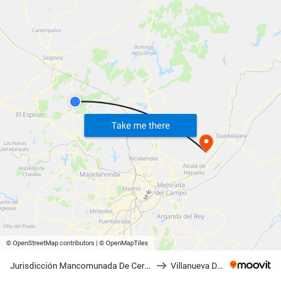 Jurisdicción Mancomunada De Cerdedilla Y Navacerrada to Villanueva De La Torre map